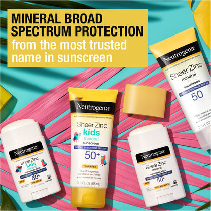 Neutrogena Sheer Zinc Oxide Dry-Touch Face Sunscreen with Broad Spectrum SPF 50, Oil-Free, Non-Comedogenic & Non-Greasy Mineral Sunscreen, 2 fl. oz