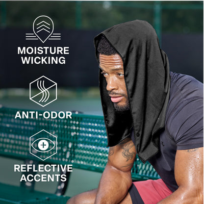 COLD FACTOR Instant Cooling Hoodie Towel – Advanced Chemical-Free Evaporative Cooling Technology – UPF 50+, 2+ Hours Cooling