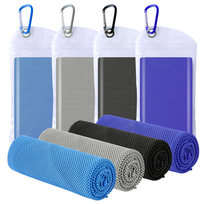 4 Packs Cooling Towels for Neck and Face(40"x 12"), Cool Sweat Towels for Hot Weather, Cooling Towels for Athletes, Lightweight Soft Breathable Towels for Yoga, Sport, Workout, Running, Gym, Camping