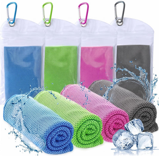 4 Packs Cooling Towels for Neck and Face(40"x 12"), Cool Sweat Towels for Hot Weather, Cooling Towels for Athletes, Lightweight Soft Breathable Towels for Yoga, Sport, Workout, Running, Gym, Camping
