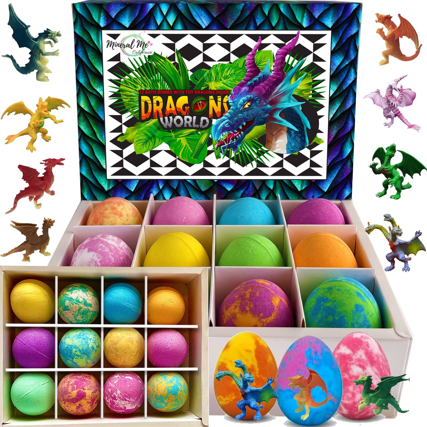 Bath Bombs for Kids with Surprise Toys Inside Plus Dinosaur Puzzle - Set of 9 Organic Dino Egg Bath Bombs, Gentle and Kids Safe, Fizzy Balls with Rich Bubbles, Birthday Gifts for Boys, Girls