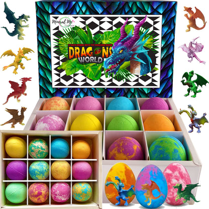 Bath Bombs for Kids with Surprise Toys Inside Plus Dinosaur Puzzle - Set of 9 Organic Dino Egg Bath Bombs, Gentle and Kids Safe, Fizzy Balls with Rich Bubbles, Birthday Gifts for Boys, Girls