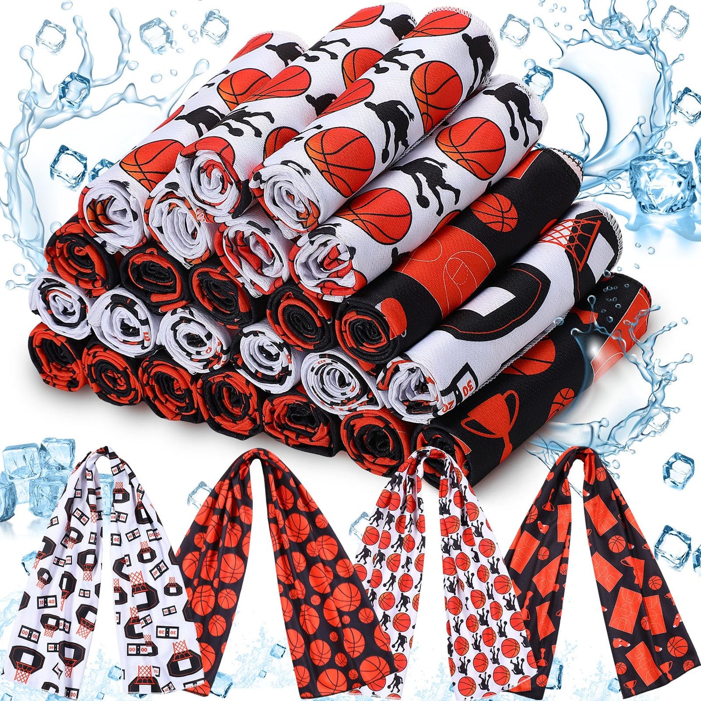 FuWeave 24 Pack Baseball Cooling Towel 40 x 12 Inch Breathable Sport Cooling Towel Microfiber Fast Drying Baseball Team Gifts for Athletes Yoga Gym Camping Running