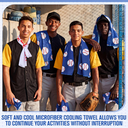 Mindsoft 12 Set Softball Cooling Towels for Sports Team Gifts with Carrying Pouch 30 x 9 Inch Softball Towels Bulk Microfiber Ice Cooling Rags for Birthday Party Favors Swag Bag Stuffers