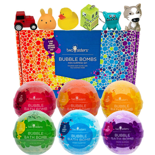Superhero Bath Bombs for Kids with Surprise Toys Inside (6 Pack) - Large Bubble Bomb Fizzies for Boys, Girls, & Toddlers - Birthday Gift for Kids - Fruity Scent, USA Made by Two Sisters