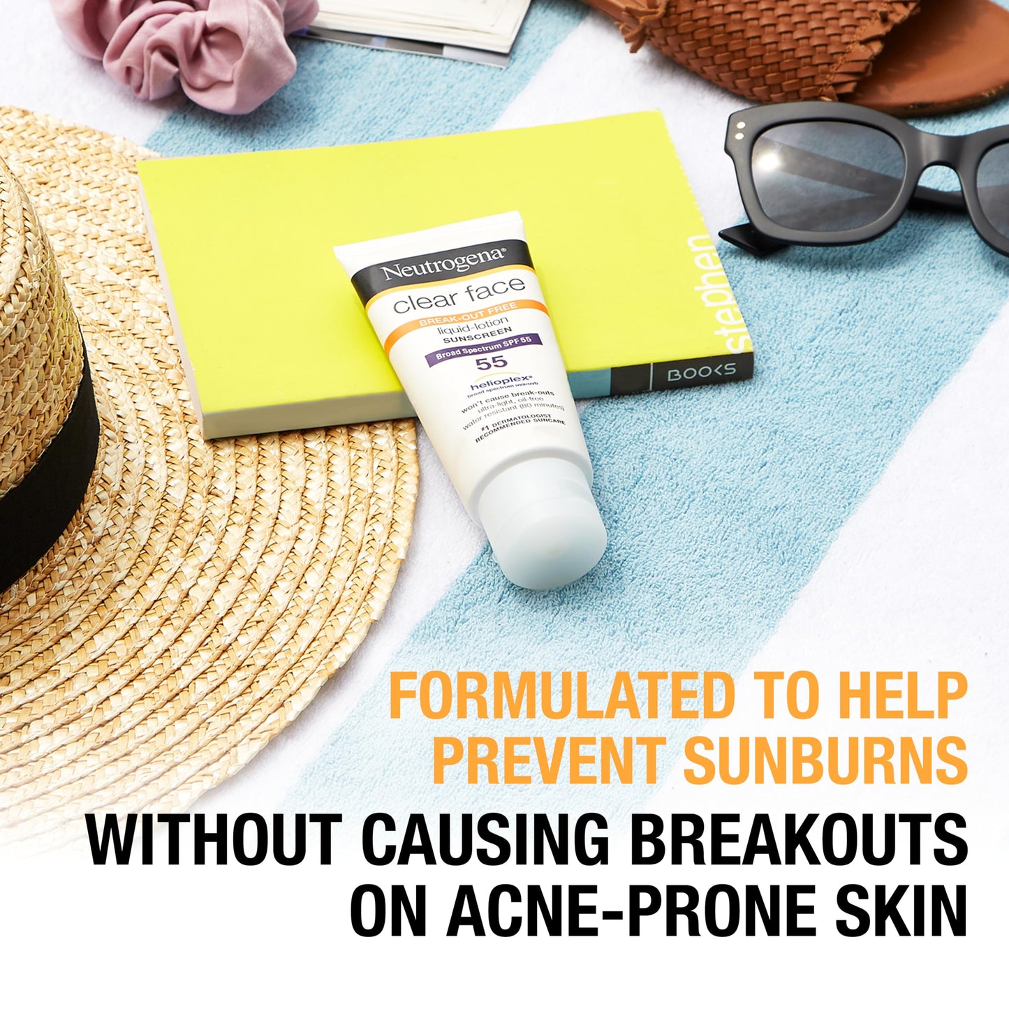 Neutrogena Clear Face Sunscreen for Acne-Prone Skin SPF 30, Broad Spectrum Facial Sunscreen Lotion, Lightweight, Non Comedogenic, Fragrance- & Oxybenzone-Free Water Resistant (80 min), 3 fl. oz