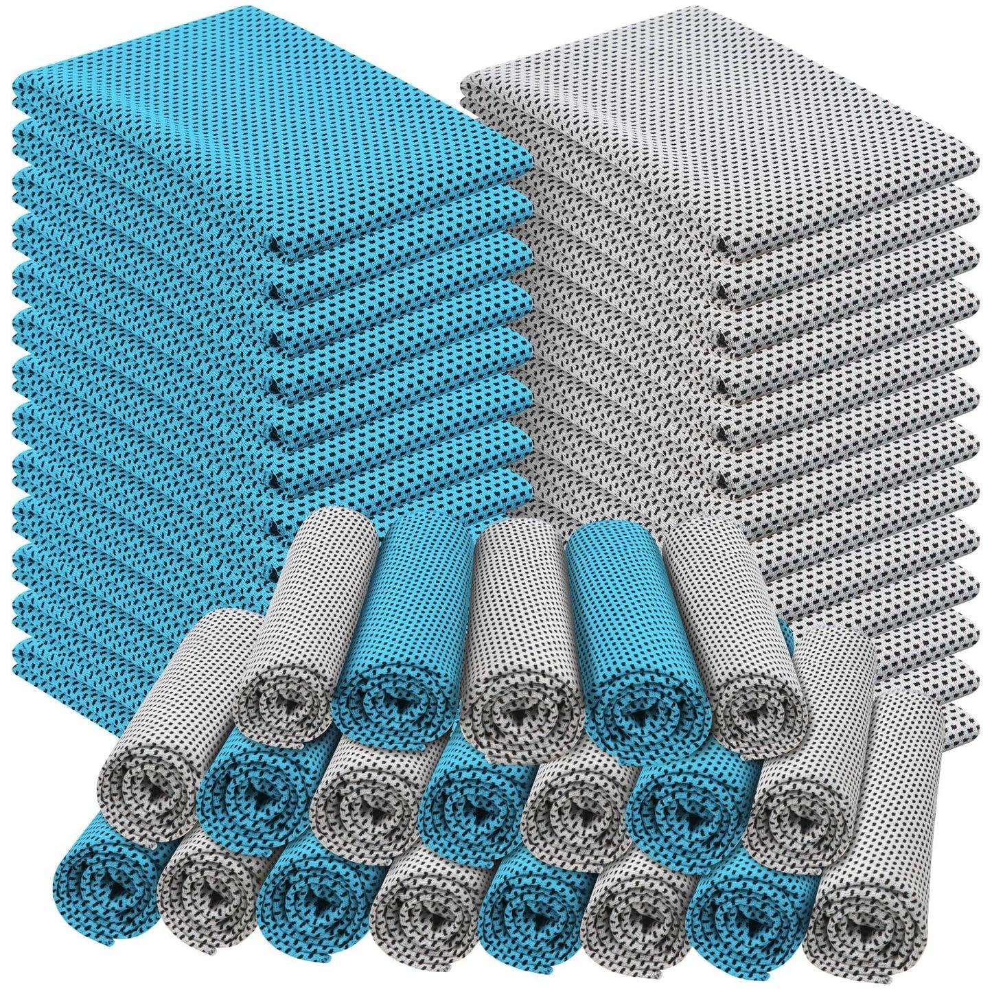 Shellwei 50 Pcs Cooling Towel 40 x 12 Inch Microfiber Workout Towels Breathable Chilly Towel Ice Cool Cold Towels Bulk Fast Drying Absorbent Sweat Rag for Neck Yoga Sports Golf Gym