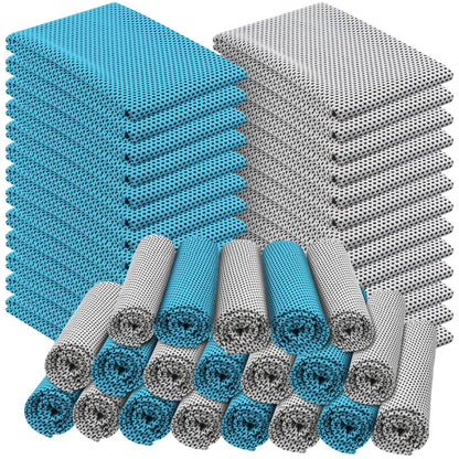 Shellwei 50 Pcs Cooling Towel 40 x 12 Inch Microfiber Workout Towels Breathable Chilly Towel Ice Cool Cold Towels Bulk Fast Drying Absorbent Sweat Rag for Neck Yoga Sports Golf Gym