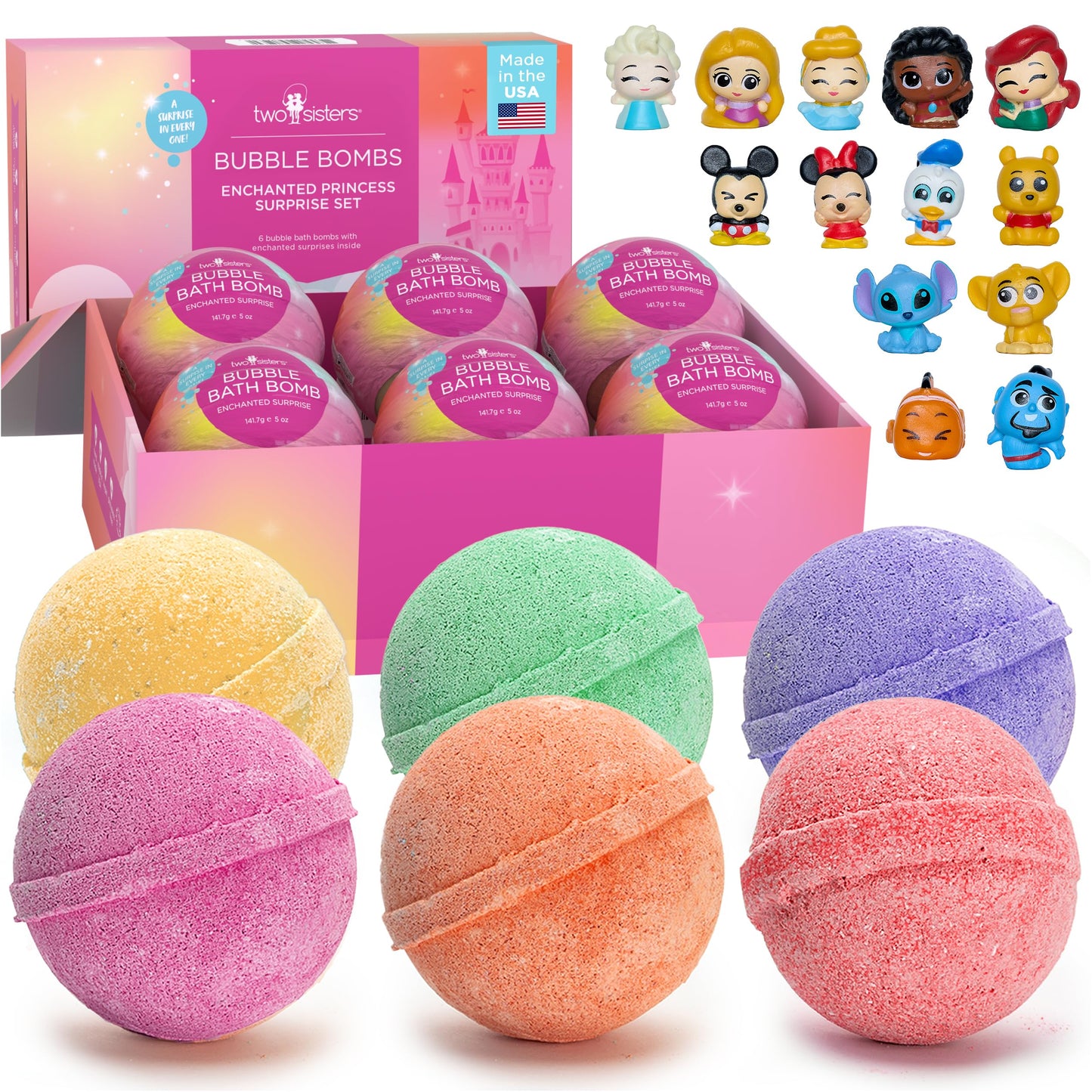 Superhero Bath Bombs for Kids with Surprise Toys Inside (6 Pack) - Large Bubble Bomb Fizzies for Boys, Girls, & Toddlers - Birthday Gift for Kids - Fruity Scent, USA Made by Two Sisters