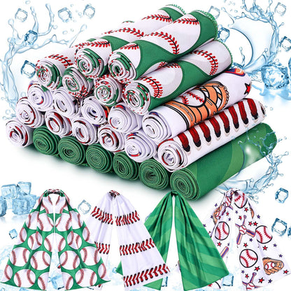 FuWeave 24 Pack Baseball Cooling Towel 40 x 12 Inch Breathable Sport Cooling Towel Microfiber Fast Drying Baseball Team Gifts for Athletes Yoga Gym Camping Running