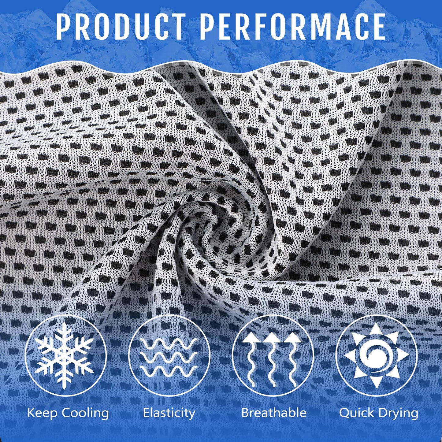 Hosuly 6 Pack Cooling Towels 40"x12" Ice Towel Cooling Neck Wraps Soft Breathable Chilly Stay Cool in Summer for Sports Yoga Golf Gym Activities(Black)