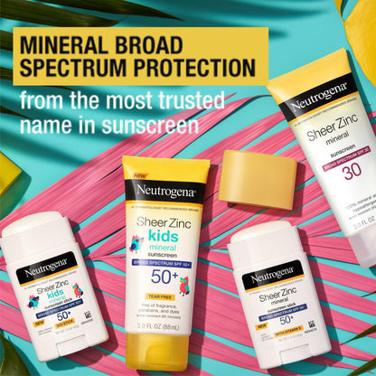 Neutrogena Sheer Zinc Oxide Dry-Touch Face Sunscreen with Broad Spectrum SPF 50, Oil-Free, Non-Comedogenic & Non-Greasy Mineral Sunscreen, 2 fl. oz