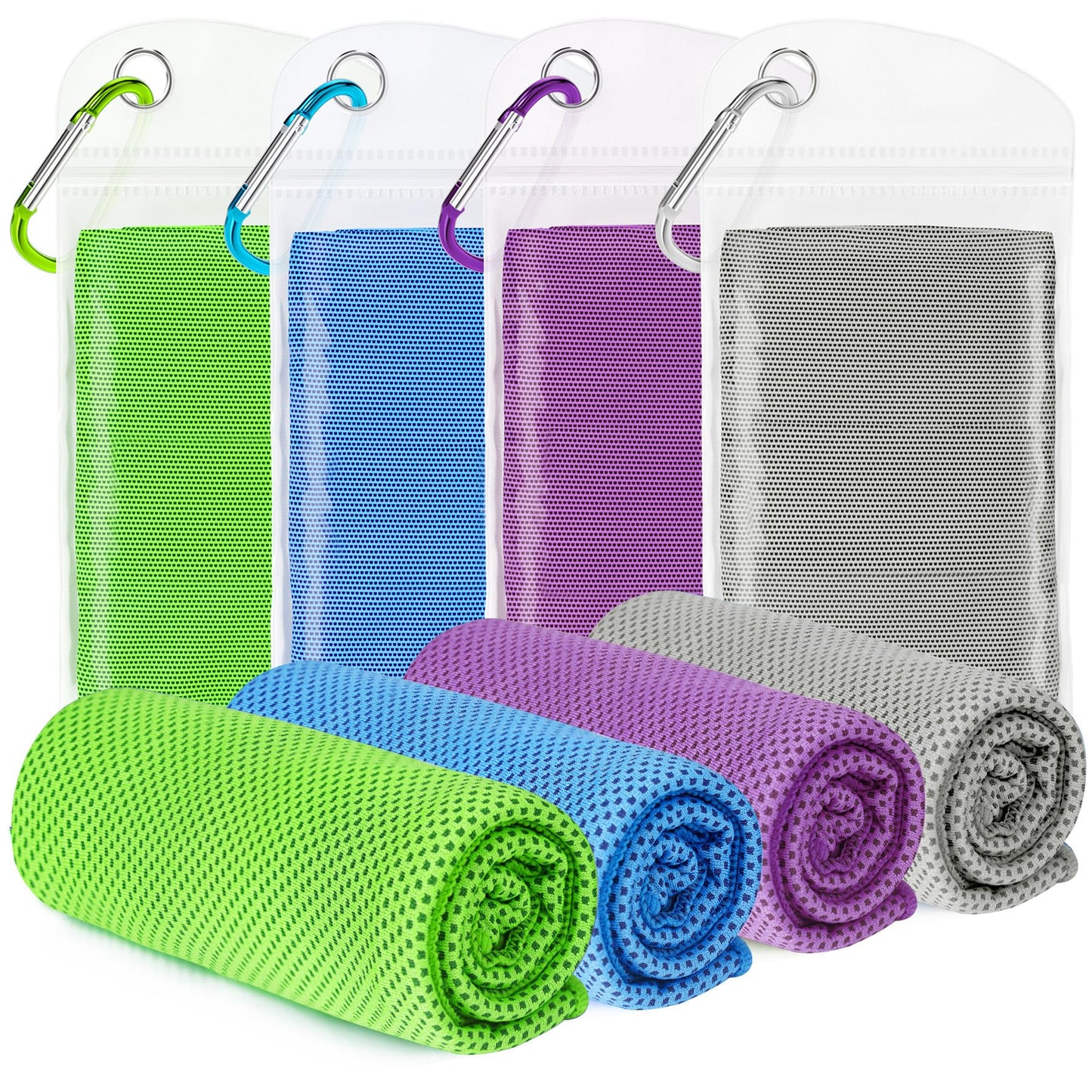 4 Pack Cooling Towels for Neck and Face(40"x12"), Cooling Neck Wraps, Ice Towel for Hot Weather, Soft Breathable Gym Towel, Cool Towel for Workout, Camping, Yoga, Sport, Running