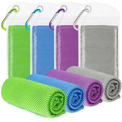 4 Pack Cooling Towels for Neck and Face(40"x12"), Cooling Neck Wraps, Ice Towel for Hot Weather, Soft Breathable Gym Towel, Cool Towel for Workout, Camping, Yoga, Sport, Running