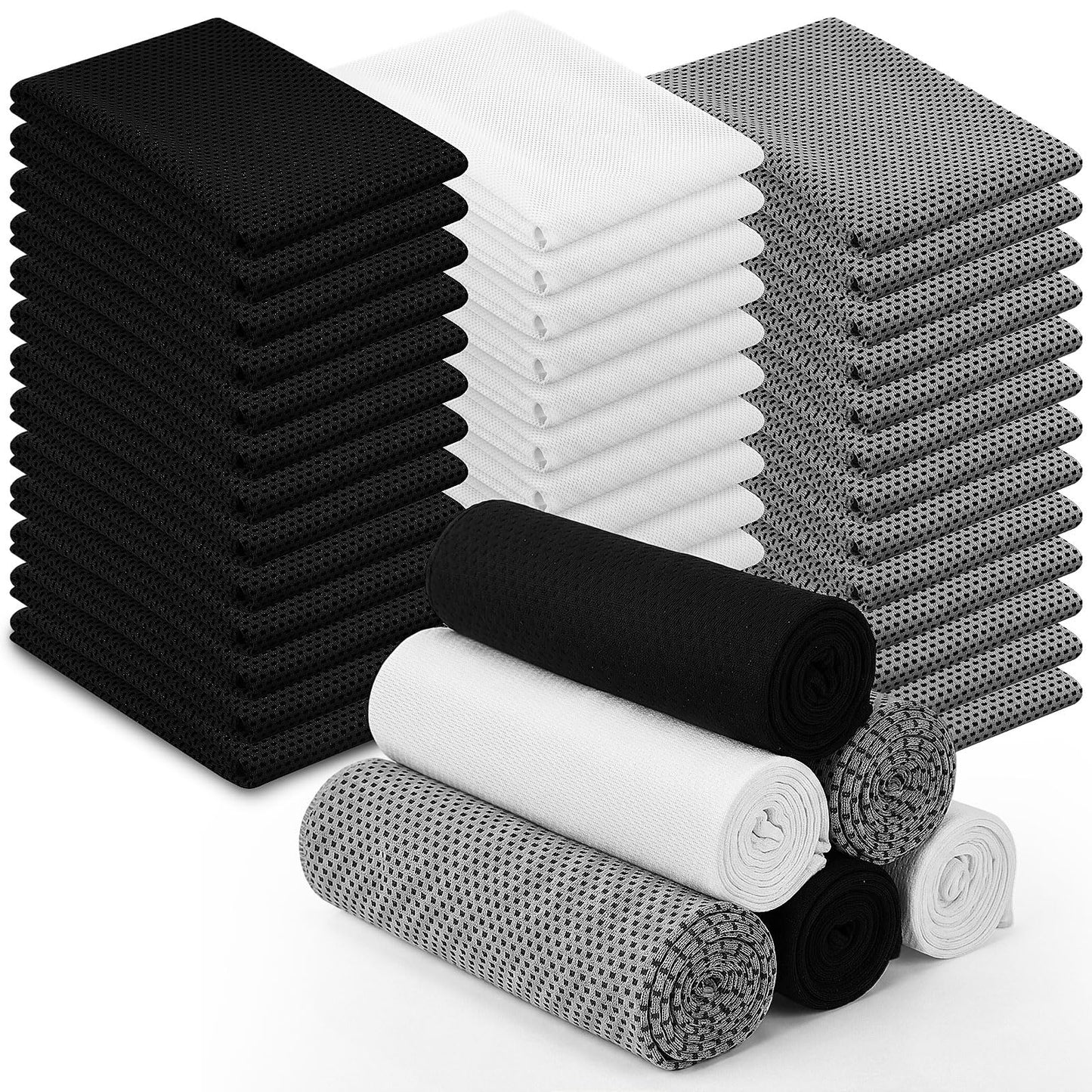 Shellwei 50 Pcs Cooling Towel 40 x 12 Inch Microfiber Workout Towels Breathable Chilly Towel Ice Cool Cold Towels Bulk Fast Drying Absorbent Sweat Rag for Neck Yoga Sports Golf Gym