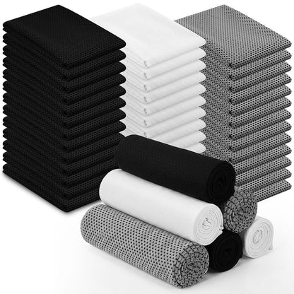 Shellwei 50 Pcs Cooling Towel 40 x 12 Inch Microfiber Workout Towels Breathable Chilly Towel Ice Cool Cold Towels Bulk Fast Drying Absorbent Sweat Rag for Neck Yoga Sports Golf Gym