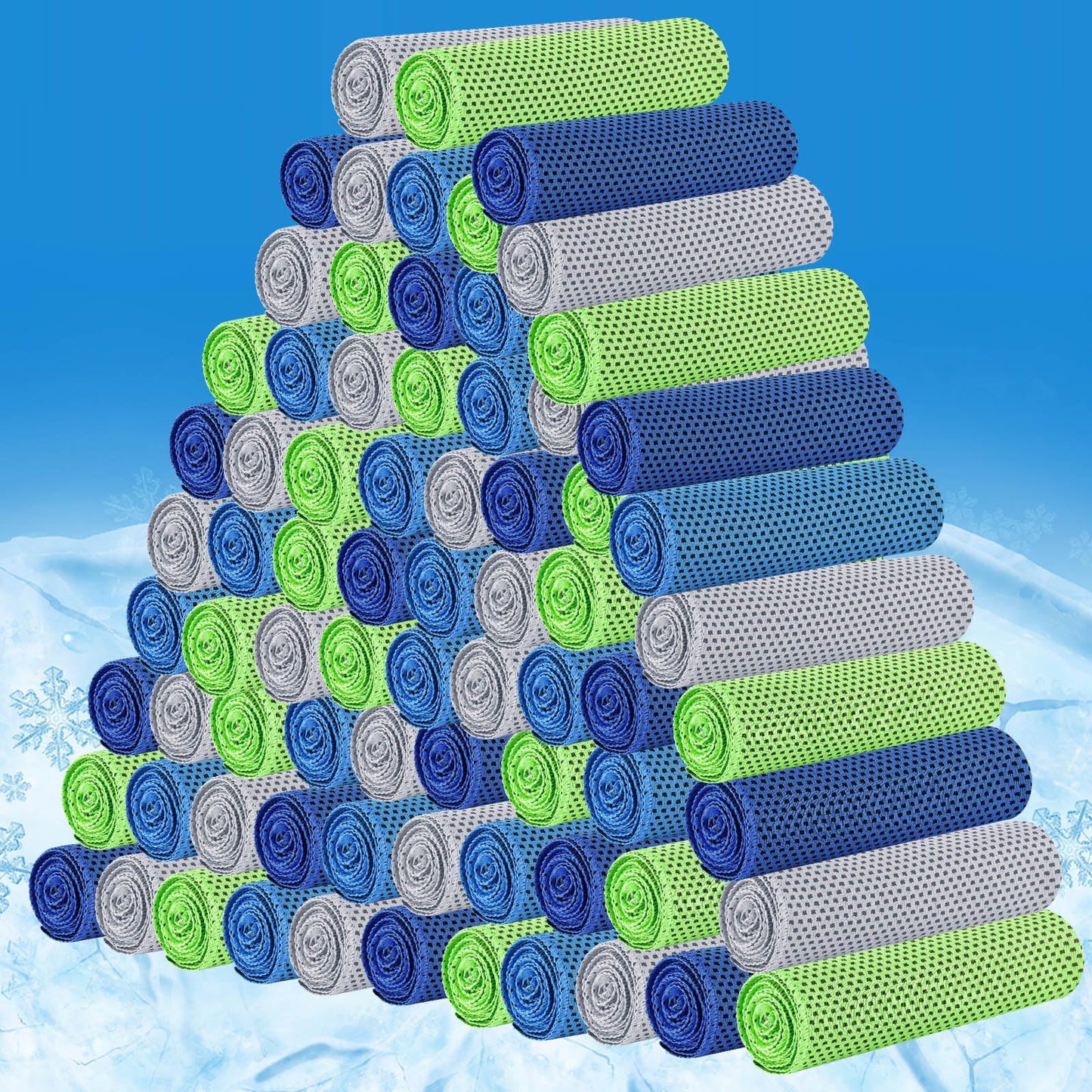 Shellwei 100 Pcs Cooling Towels Bulk 32 x 12 Inch Ice Towel Bulk Cooling Rag for Face and Neck Soft Breathable Microfiber Cloth Chilly Quick Cold for Gym Sport Golf Running Stay Cold (Multicolor)