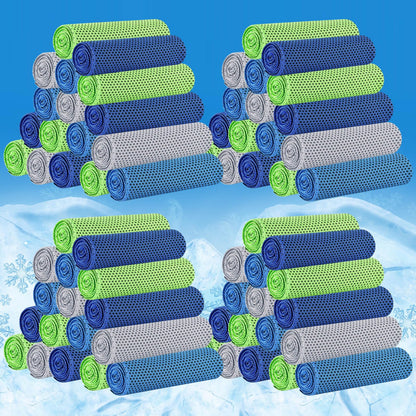 Shellwei 100 Pcs Cooling Towels Bulk 32 x 12 Inch Ice Towel Bulk Cooling Rag for Face and Neck Soft Breathable Microfiber Cloth Chilly Quick Cold for Gym Sport Golf Running Stay Cold (Multicolor)