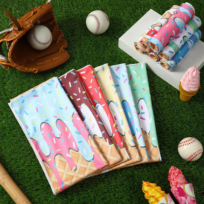 Tegeme 12 Pcs Ice Cream Drip Baseball Cooling Towels, 47"x12" Team Gifts Breathable Chilly Ice Towel, Microfiber Sport Cooling Rags Accessories for Player Gym Running Coach Gift