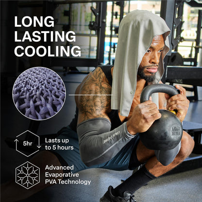 COLD FACTOR Instant Cooling Hoodie Towel – Advanced Chemical-Free Evaporative Cooling Technology – UPF 50+, 2+ Hours Cooling