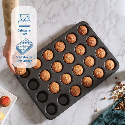 Innovative 24 Cavity Mini Muffin Pan, Non-Stick Bakeware,1.8 inch Diameter Cups,Gray,Carbon Steel - Multi-Functional Manual Food Chopper & Slicer Detail