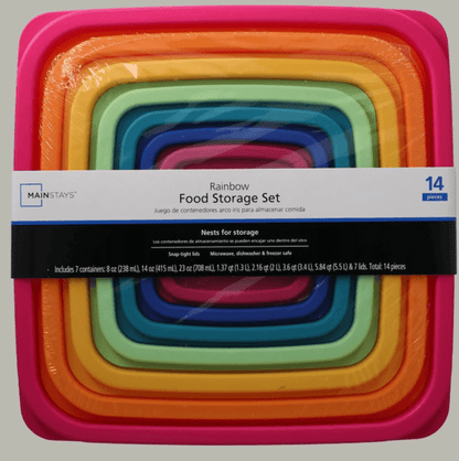 Whimsical Doughnut Plastic Rainbow Food Storage Set, Multi Color, 14 Count, Best Used for Leftover Storage and Reheating - Fun Food Fidget Cookie Squishable Toy Detail