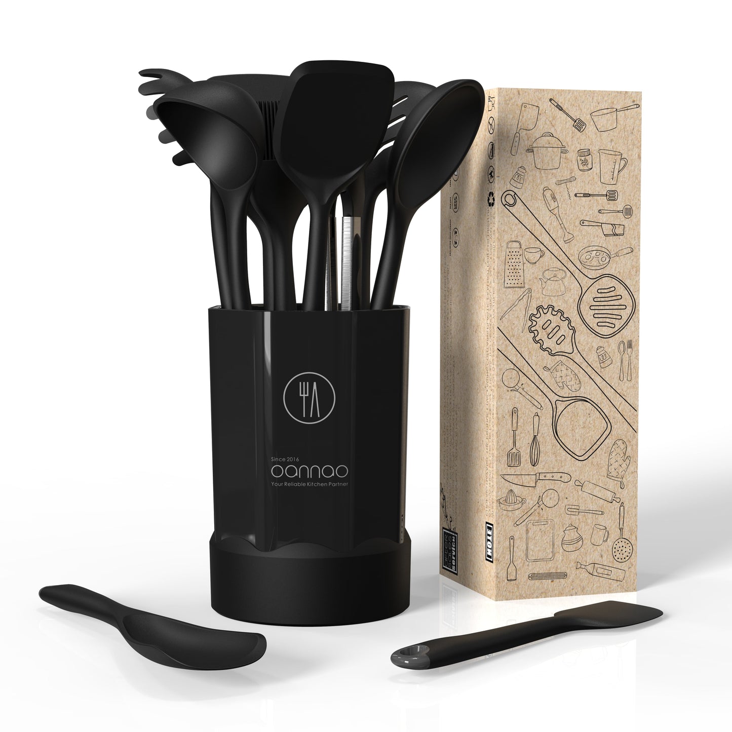 Chef-Quality Silicone Kitchen Utensils Set, 600°F Heat Resistant Silicone Cooking Utensils, Spatula, Spoon, Whisk, Tongs, Kitchen ... - High-Precision Culinary Tool for Baking & Cooking Detail