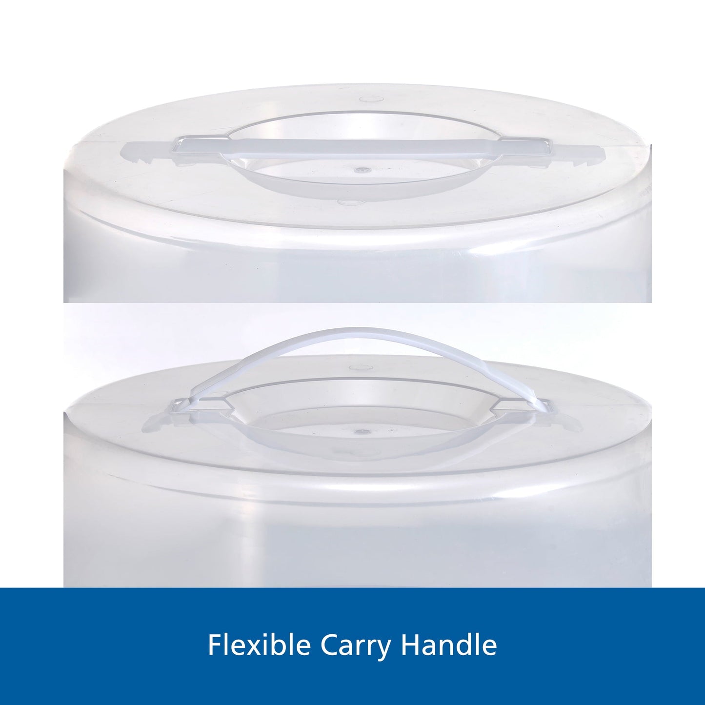 Time-Saving 12 inch Clear Cake Carrier with 2pk 9 inch Gray Round Pans, Carbon Steel - Innovative Kitchen Helper for Modern Cooking Detail