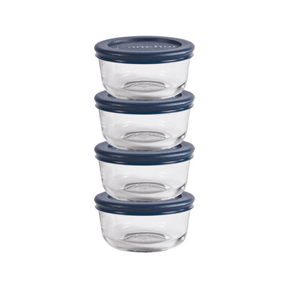 Whimsical Doughnut Glass Food Storage Containers with Lids, 1 Cup Round, Set of 4 - Playful Star & Heart Shaped Geometric NeeDoh - Default Title