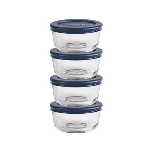 Whimsical Doughnut Glass Food Storage Containers with Lids, 1 Cup Round, Set of 4 - Playful Star & Heart Shaped Geometric NeeDoh - Default Title