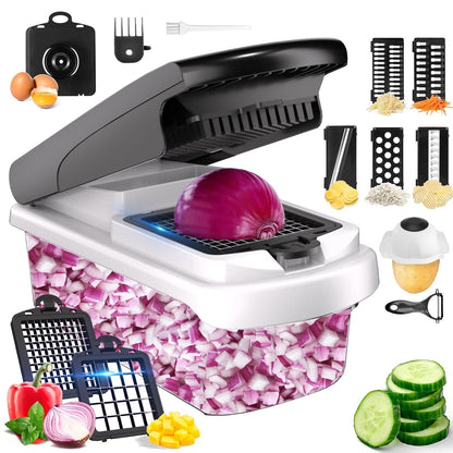 Innovative Vegetable Chopper Food Slicer, 15 in 1 Multi-Function Food Chopper for Onion, Veggie, Cheese Grater, Vegetable... - Premium Stainless Steel Garlic Presser & Peeler - Default Title