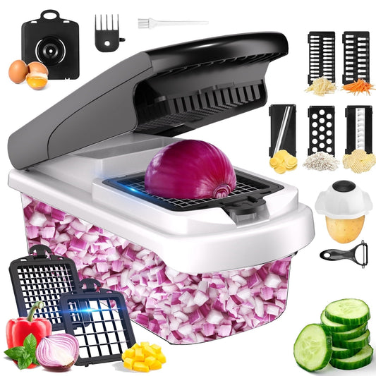 Innovative Vegetable Chopper Food Slicer, 15 in 1 Multi-Function Food Chopper for Onion, Veggie, Cheese Grater, Vegetable... - Premium Stainless Steel Garlic Presser & Peeler - Default Title