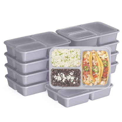 Playful Geometric 3-Compartment Meal Containers with Lids, PFAS & BPA Free Materials, Durable, Microwave, Freezer, & D... - Deliciously Soft Cupcake Sensory Glob - Default Title