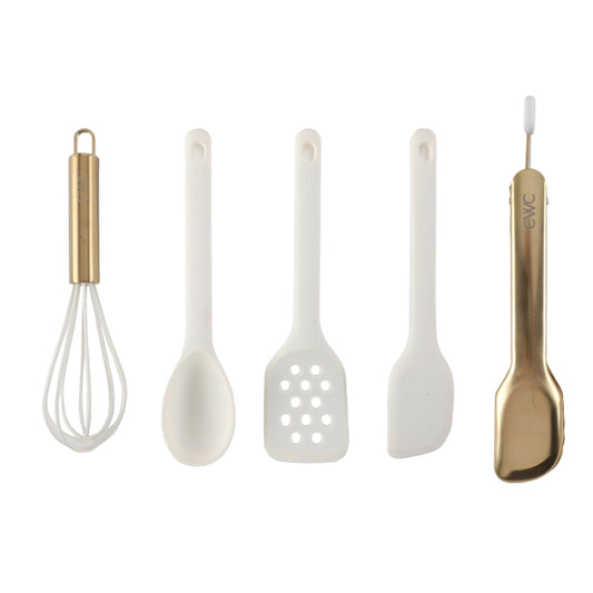 Durable Steel 5-Piece Mini Silicone Utensil Set Durable & Nonstick Safe - Multi-Purpose Hand Tool for Daily Meal Prep - Default Title