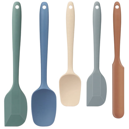 Ergonomic Cooking Food Grade Silicone Rubber Spatula Set, 5 Pcs Kithen Cooking Mixing Utensil Set, BPA-Free High Heat Resistant... - Premium Stainless Steel Cooking Utensil for Non-Stick Pots - Default Title