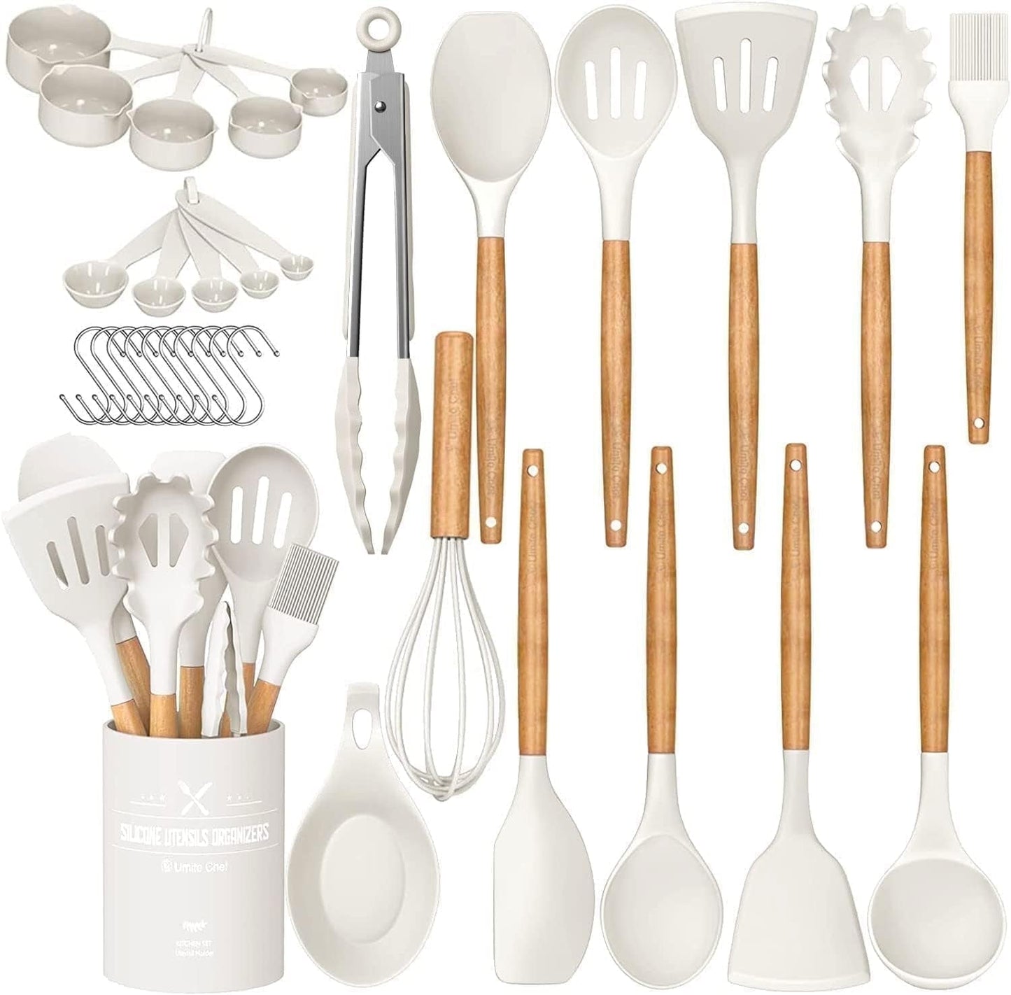 Durable Steel Kitchen Cooking Utensils Set, 33 pcs Non-stick Silicone Cooking Kitchen Utensils Spatula Set with Holder, Wooden Hand... - Heavy Duty Stainless Steel Kitchen Shears - Default Title