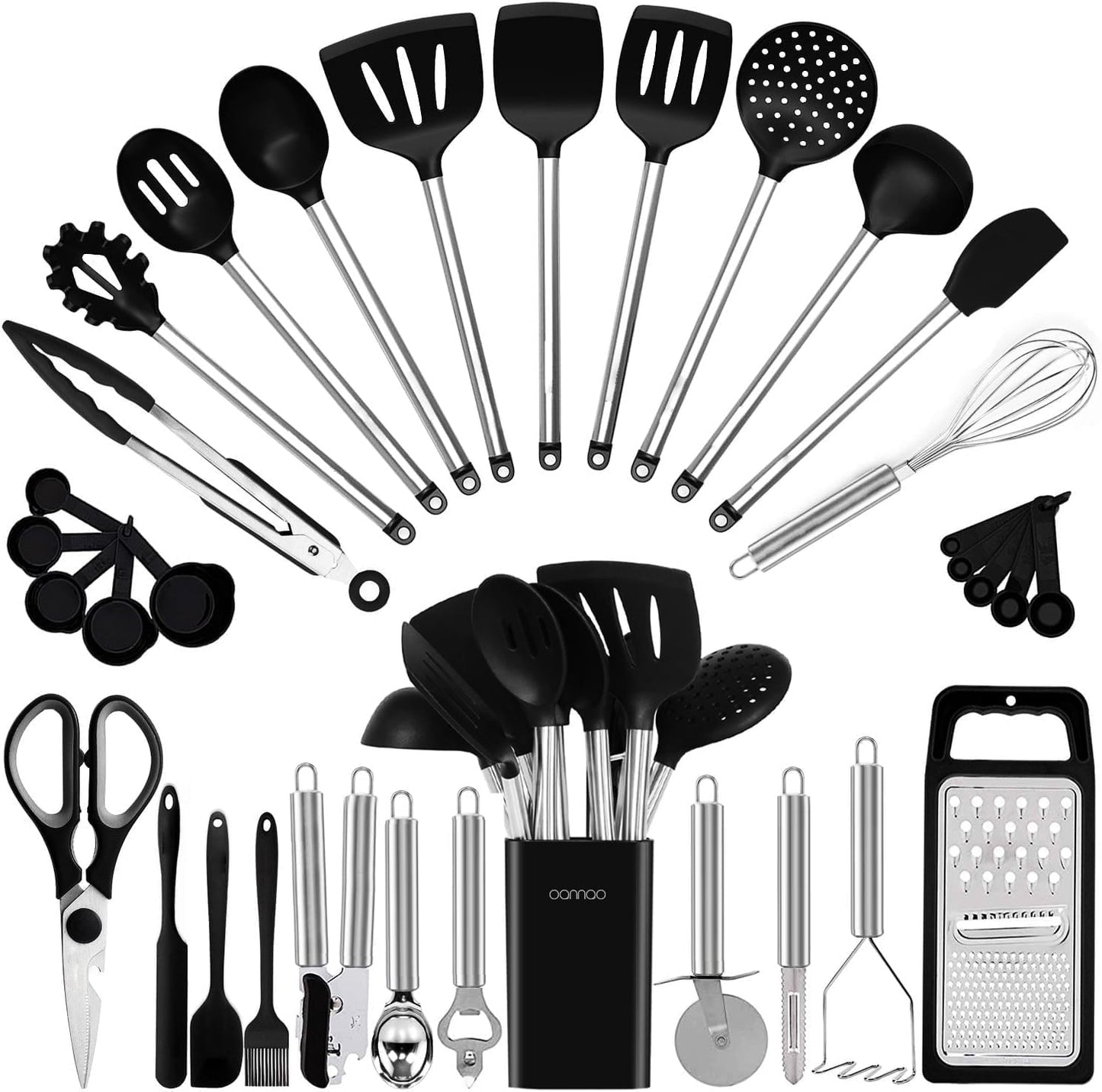 Chef-Quality Kitchen Utensil Set-Silicone Cooking Utensils-33 Kitchen Gadgets & Spoons for Nonstick Cookware-Silicone and Stainles... - Heavy Duty Stainless Steel Kitchen Shears - Default Title