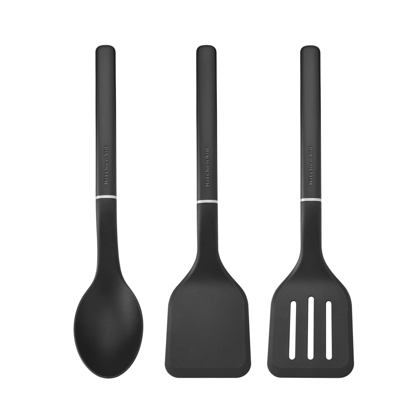 Premium Silicone 3-Piece Cooking Utensils Set with Ergonomic Handles, Black - Heat-Resistant Silicone Cooking Spatula Turner - Default Title