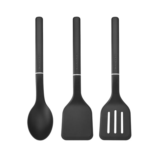 Premium Silicone 3-Piece Cooking Utensils Set with Ergonomic Handles, Black - Heat-Resistant Silicone Cooking Spatula Turner - Default Title
