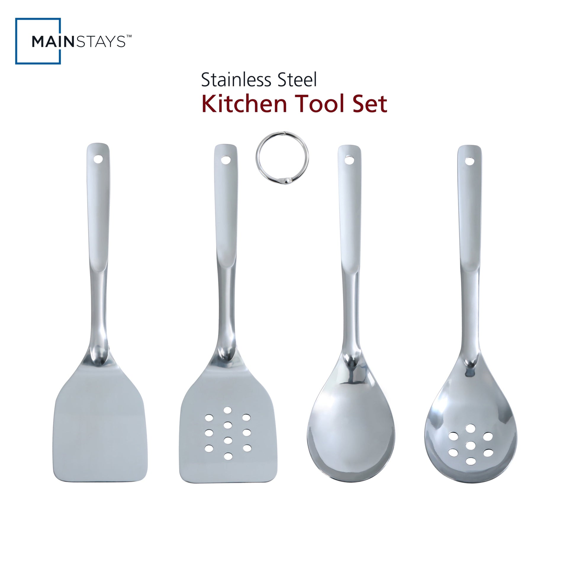 Ergonomic Cooking Stainless Steel 4-Piece Utensil Set: Includes Spatula, Slotted Spatula, Spoon, and Slotted Spoon - Ergonomic Kitchen Tongs and Cooking Spoon Utensil - Default Title