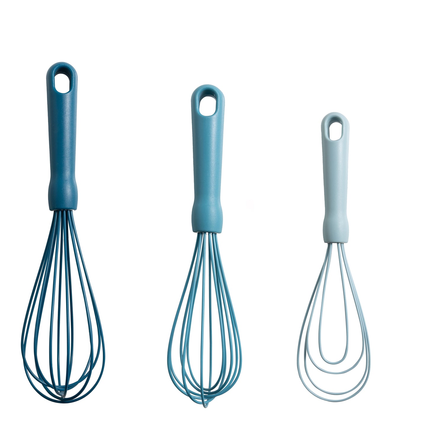 Innovative 3-Piece Silicone Whisk Set, 10.5"/10.4"/9.6" L, Blue Color - Premium Stainless Steel Garlic Presser & Peeler - Default Title