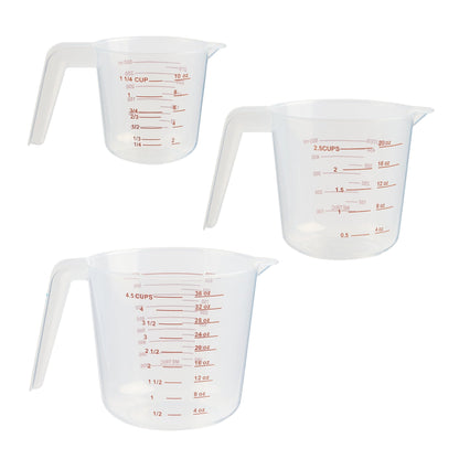 Ergonomic Manual 3-Piece Tapered Spout Nesting Plastic Measuring Cups Set, Clear - Kitchen Gadget Tool for Quick Food Prep - Default Title