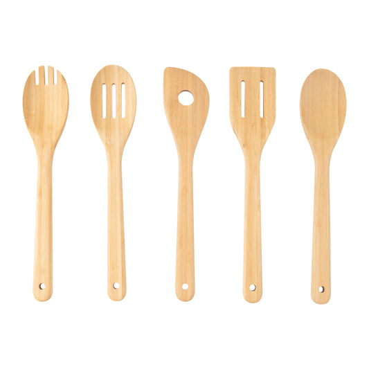 Chef-Quality 5pk Bamboo Spoons for Cooking, Kitchen Essential Tools Set - Professional Kitchen Tool for Culinary Enthusiasts - Default Title