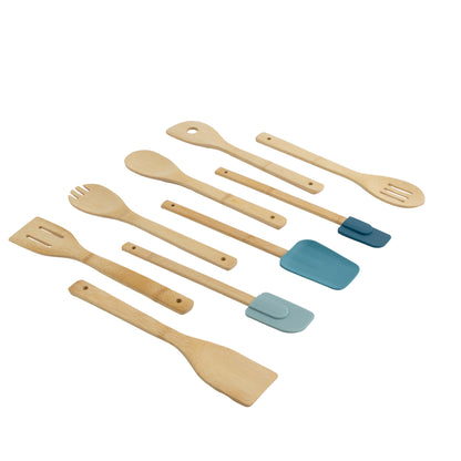 Durable Steel 9-Piece Bamboo Gadgets Kitchen and Cooking Utensil Sets, Blue - Professional Kitchen Tool for Culinary Enthusiasts - Default Title