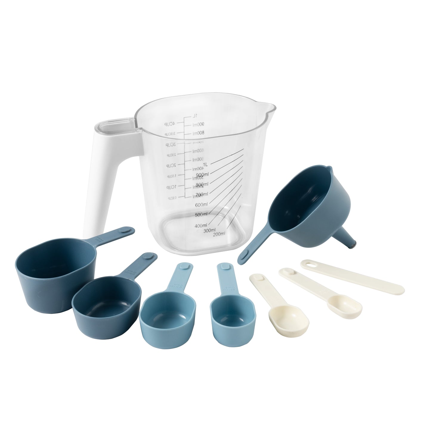 Innovative 9-Piece Stackable Measuring Set Kitchen Tools for Cooking, 7.48" L, Blue - Premium Stainless Steel Garlic Presser & Peeler - Default Title