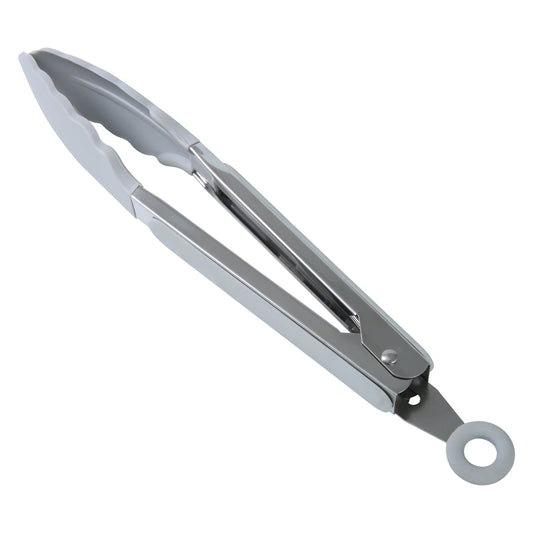 Durable Steel 9" Stainless Steel and Silicone Locking Tongs, Soft Grip Handle, Grey Flannel - Professional Kitchen Tool for Culinary Enthusiasts - Default Title