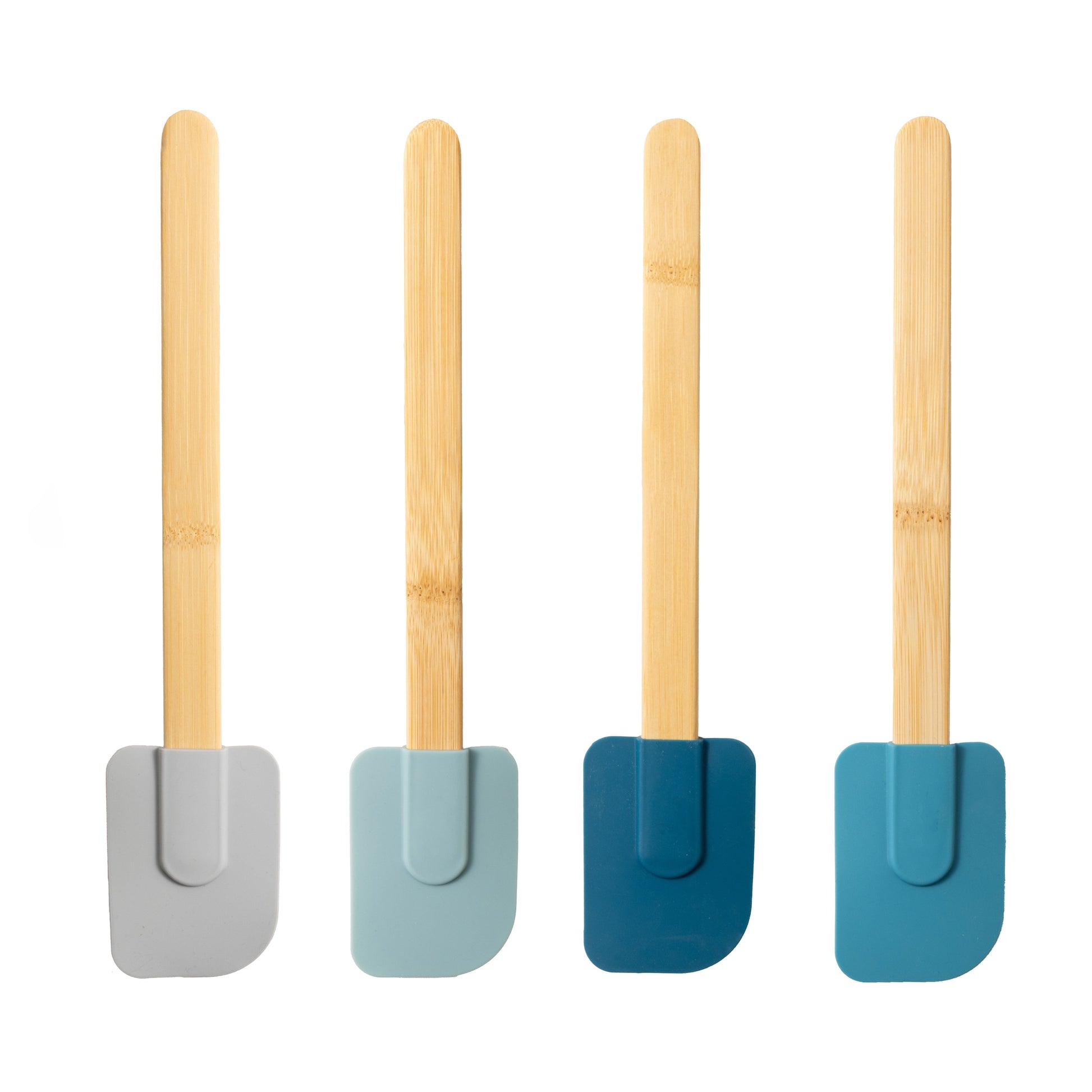 Durable Steel Silicone Spatulas Set 4 with Bamboo Handles, Blue - Multi-Purpose Hand Tool for Daily Meal Prep - Default Title