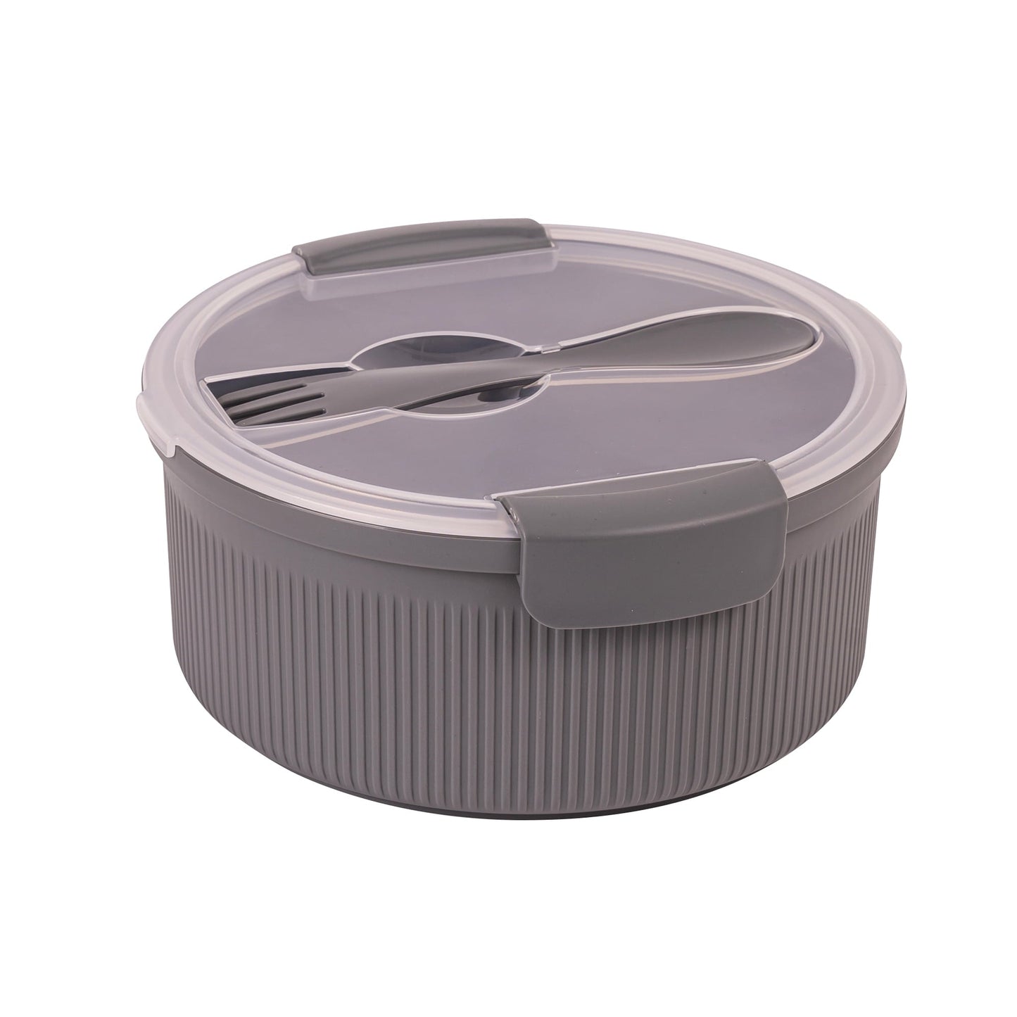 Deliciously Squishy Food Storage Bento Container, Round, Grey, 47oz Capacity, Ideal Use for Workday Meals and Travel - Playful Star & Heart Shaped Geometric NeeDoh - Default Title