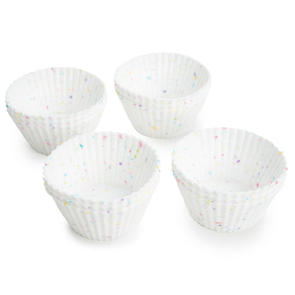 Ergonomic Manual Reusable Non-Stick Silicone Baking Cups (12 Pack) - Standard Size - Confetti - Kitchen Gadget Tool for Quick Food Prep - Default Title