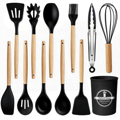 Premium Silicone Silicone Cooking Utensils Set, Heat Resistant Kitchen Cooking Utensils Set, 12 PCS Handle Silicone Kitchen Gadgets Ut... - Heat-Resistant Silicone Cooking Spatula Turner - Default Title